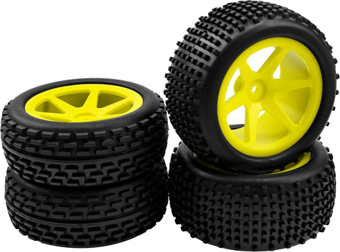4Pcs HIRCQOO OD 88mm Front Rear Rubber Tire & Plastic Wheel Rims 12mm Hex Compatible with Redcat Shockwave HPI