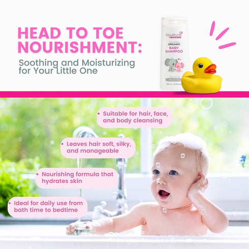 Set Organic Baby Essentials Bath Care - Certified Organic Baby Shampoo, Lotion & Nappy Cream - Dermatologist Tested