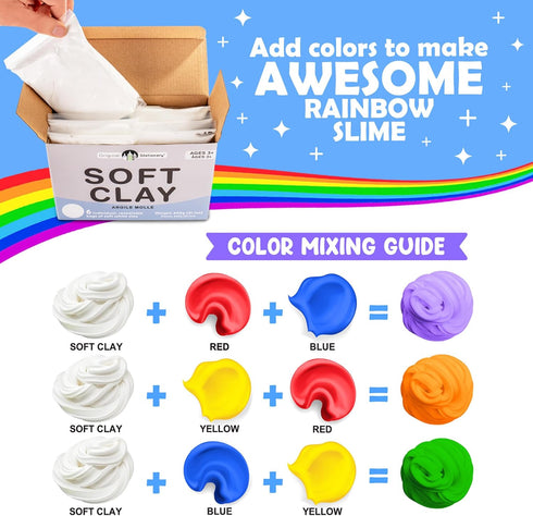 1.3 Lbs/600g Original Stationery Soft Clay for Slime Making - Moldable Modeling Clay for Kids, Blend with Glue