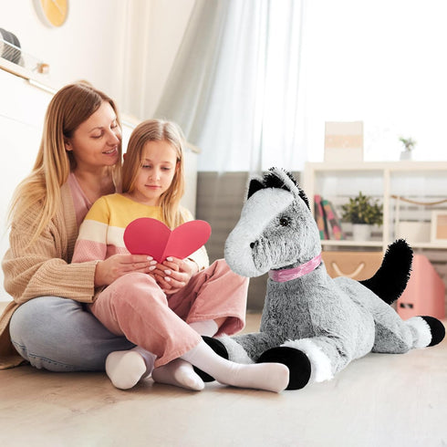 MaoGoLan Large 3 ft Horse Plush Stuffed Animal, Ridable Pony Plush Pillow for Kids, Valentine Gift
