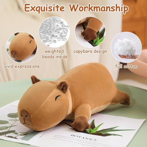 23.6 Inch, 3.1 Lbs SQEQE Weighted Capybara Plush, Weighted Capybara Stuffed Animal, Cute Plushies Soft Pillow Toy Gift