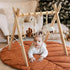 6 Razee Wooden Baby Play Gym Activity Mat, Leaf Shaped Play Mat Baby Gym with Hanging Sensory Toys Foldable Baby Gym