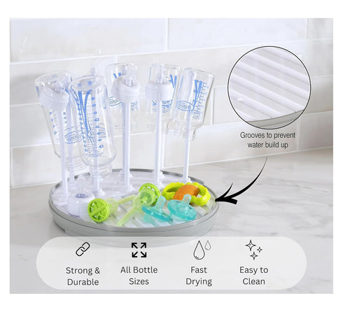 Pequeo Countertop Baby Bottle Drying Rack for Compact Drying Station for Bottles, Nipples & Pump Parts | Fast-Drying
