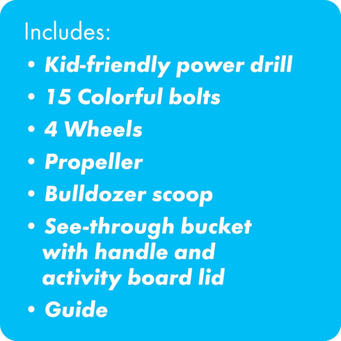 Educational Insights Design & Drill Build-It Bucket with Electric Drill Toy, 41 Pieces, Preschool STEM Toy