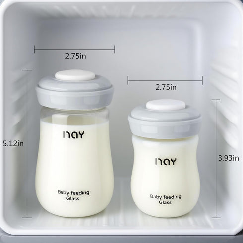 5.4oz 4 Pack yanyoyo Glass Breastmilk Storage Bottles, Wide Neck Breast Milk Containers, BPA-Free, Lead-Free, Fits