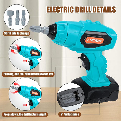 Set Set 3,4,5,6,7 GAIETYDIY Kids Tool Pretend Play Toddler Tool with Tool Box, Electronic Toy Drill, Screwdriver, Screw