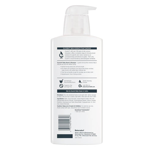 B5 13.5 Oz 3 pack Eucerin Baby Unscented Baby Shampoo and Body Wash, Hypoallergenic, Tear Free Shampoo and Wash