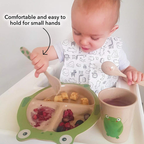 Nuby Rice Husk Spoon and Fork Set, 2-Piece Eco-Friendly Set, 100% Compostable and Biodegradable, 12+ Months