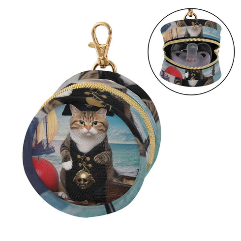 YETTASBIN Funny Cat Portable Pacifier Holder Case with Metal Hook Buckle & Zipper for Diaper Bag and Stroller