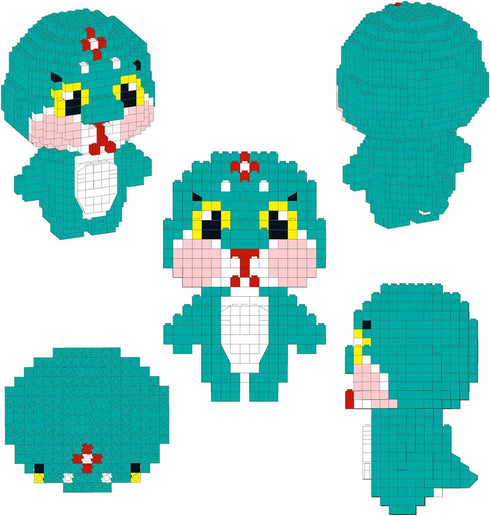 Larcele Micro Building Blocks Animal Set, DIY Mini 3D Toy Bricks, 1034 Dots KLJM-10 (Snake)