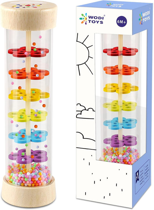 LOOIKOOS Rainmaker Rain Stick Musical Instrument for Babies - Baby Rattle Shaker Sensory Developmental Toy for Kids