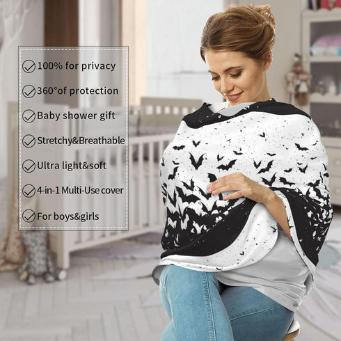 Schgap Halloween Bats Car Seat Cover for Baby Nursing Cover Breastfeeding Baby Carrier Cover Stretchy Carseat Canopy