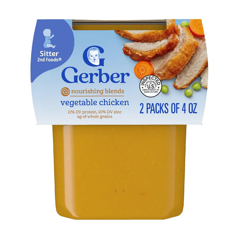 Gerber Baby Food 2nd Foods, Dinner, Vegetable & Chicken Puree, 4 Ounce