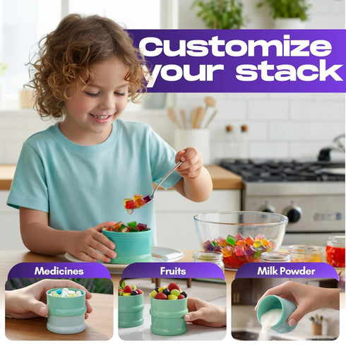 Mommy's 4-Compartment Helper Baby Formula Dispenser On The Go, Stackable Travel Formula Container To Go, Non-Spill Pour