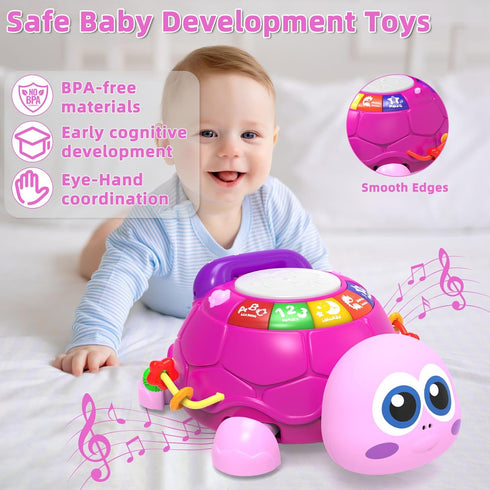 KaeoHye 6-12 12-18 Light&Sound,Tummy 3-6 4 5 7 8 9-12 18 Musical Turtle Baby Toys MonthsBaby Crawling Toys