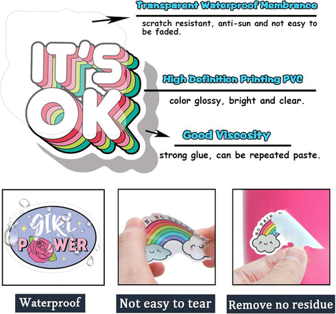YAMIOW 160pcs Cute Positive Words Stickers, VSCO Trendy Waterproof Vinyl Stickers for Kids, Teens, and Adults