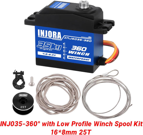 35KG 360 25T 8mm*16mm Winch SCX10 Model(8mm*16mm) INJORA Digital Servo Waterproof Rotation and Servo Spool for PRO RC