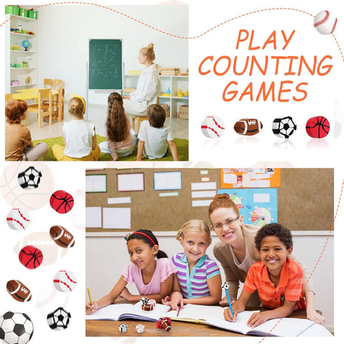 32 Pieces Sport Erasers for Basketball, Soccer, Football, Baseball - Fun Kids Sports Ball Erasers for Party Favors