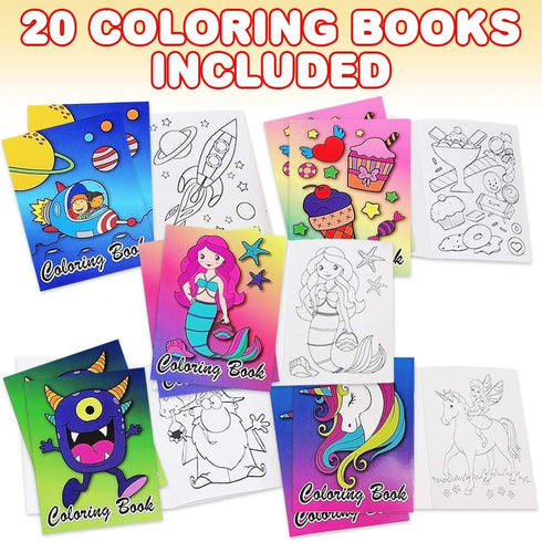 ArtCreativity Mini Coloring Books Bulk - Pack of 20 Small Color Booklets in 5 Designs, Perfect Kids Party Favors