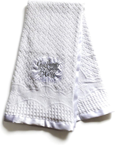 Runeaoys Baptism Blanket Easter Baby Shower Christening Gifts for Boys Girls White Knit Crochet Soft Embroidered