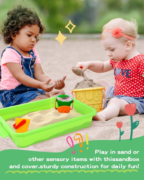 2 15in 3 4 5 6 Sensory Bin Sand Tray with Lid for Toddlers Pcs Portable Sandbox Toy Large Plastic Tray for Kids Fill