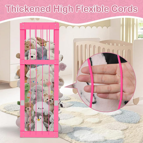 Stuffed Animal Zoo Wood, Large Stuffed Animal Storage Plushies Storage, Pink Toy Storage Organizer for Kids Room