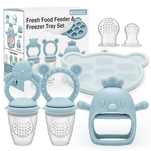 MISSLILI Baby Silicone Fruit Food Feeder Pacifier & Breastmilk Popsicle Molds, BPA Free Baby Food Storage Containers