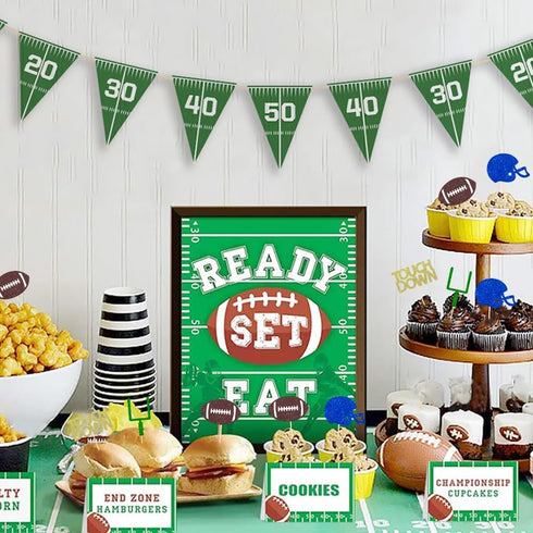 24 Pieces Football Theme Glitter Cupcake Topper, Cake Picks Decoration for Baby Shower Birthday Party