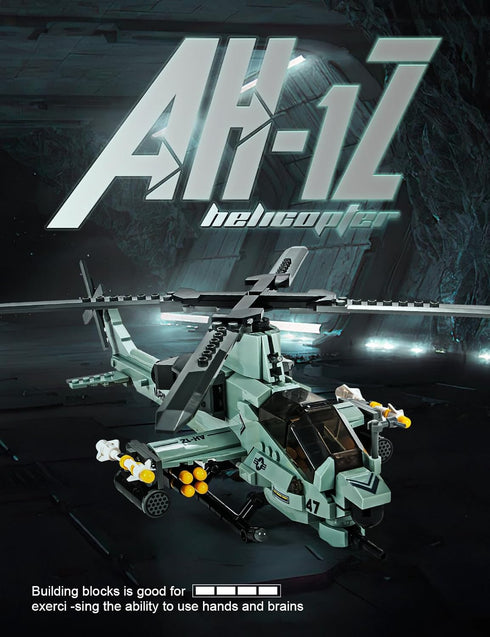 AH-1Z Set (597 SEMKY Military Series Helicopter Little Birds Air Force Building Block Pieces) -Building and Military