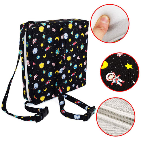 Dining Chair Heightening Cushion, Portable Adjustable Highchair Booster for Baby Toddler Kids, Washable Seat Pad (Black