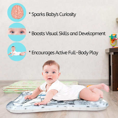 gljyoka Tummy (1-9 Black and White High Contrast Time Water Mat for Babies Sensory Newborn Toys for Brain & Visual