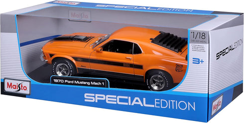 Maisto 1:18 Special Edition 1970 Ford Mustang Mach 1, Orange, 1:18 Scale Model