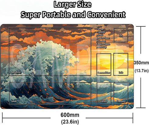 MTG Playmats, Landscape Board Game Mat with Storage Bag Mouse Pad for MTG DTCG CCG RPG Trading Card MTG Playing Mat with Zones Smooth Rubber Surface Battle 24 x 14 inches