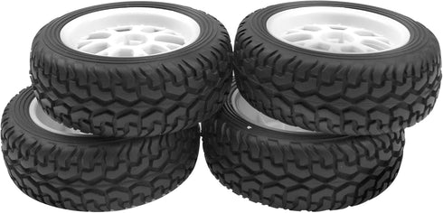 OD 75mm/2.95'' Rubber Tires & Plastic Wheel Rims, 12mm Hex for Traxxas HSP Tamiya 1/10 On-Road Cars
