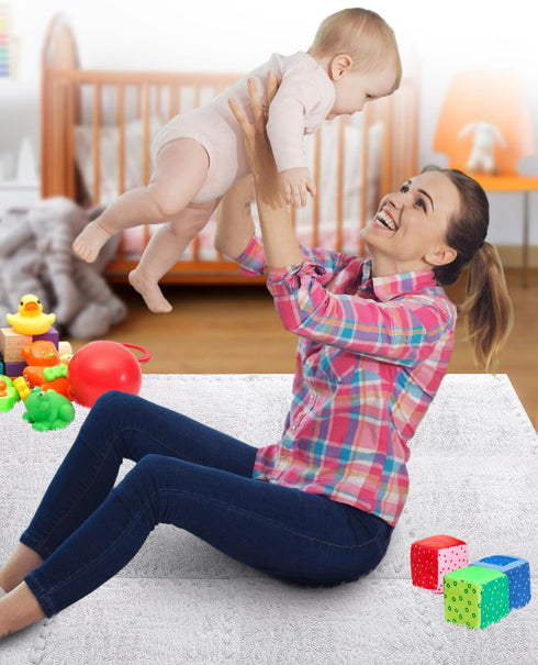 12 Bedroom(11.8", pcs Thickened Plush Foam Interlocking Floor Mat, Interlocking Foam Tiles with Edgings for Baby, Soft