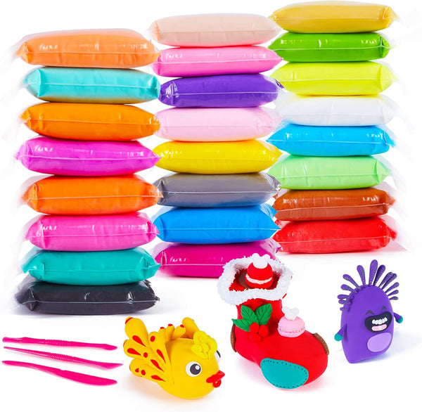EDIFON Magic Modeling Clay, 24 Colors with Sculpting Tools, Non-Toxic Self Drying Soft Clay for Kids and Adults, Gift