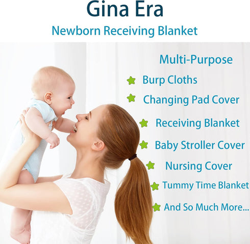 100% 4 30 30 Inch (Style11) Gina Era Flannel Receiving Blankets, Baby Swaddle Blankets Cotton Pcs One Size X for Baby