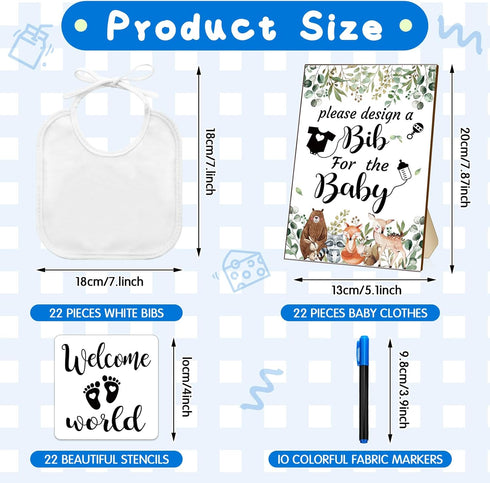 55 Newwiee Pcs White Bibs for Baby Decorating Design a Bib Decorate Plain newborns Bibs Wooden Sign for Baby Shower
