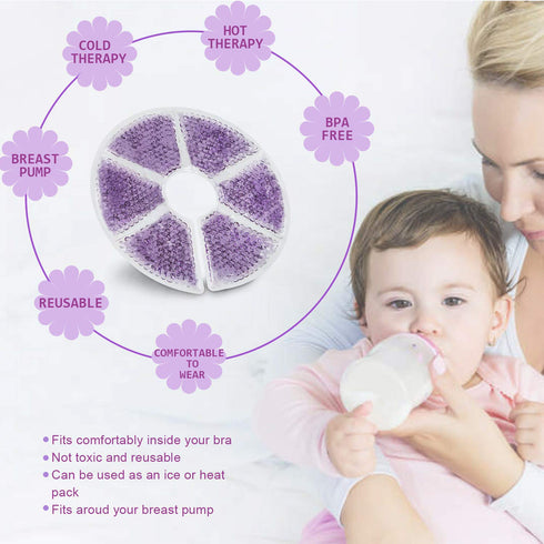 Breast Therapy Pads, Hot Cold Gel Pads for Breastfeeding, Nursing Pain Relief for Mastitis, Engorgement, Microwavable