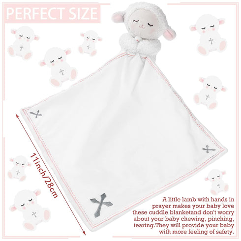 Baptism Gifts for Baby Girl Boys Lamb Security Blankets Baptism Lamb with Christian Cross Soft Bedtime Newborn Toy(Pink) by Kinlop