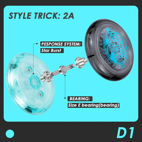 Looping Yoyo D1 Responsive Yoyo for Kids - 2A Loop Yo-yo for Beginners, Easy to Play Basic String Tricks, 12 Strings