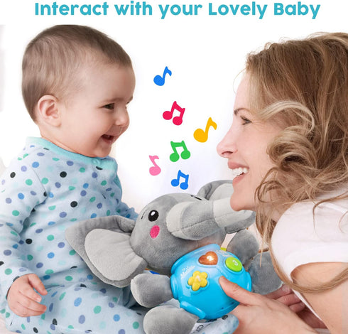 STEAM Life Baby 3-6 Months Boy Gifts, Musical Plush Elephant Toys for Newborn Toddler, Light Up Stuffed Animal