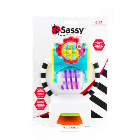 2-in-1 6+ Sassy Fishy Fascination Station Suction Cup High Chair Toy, Developmental Tray Toy for Early Learning, Ages