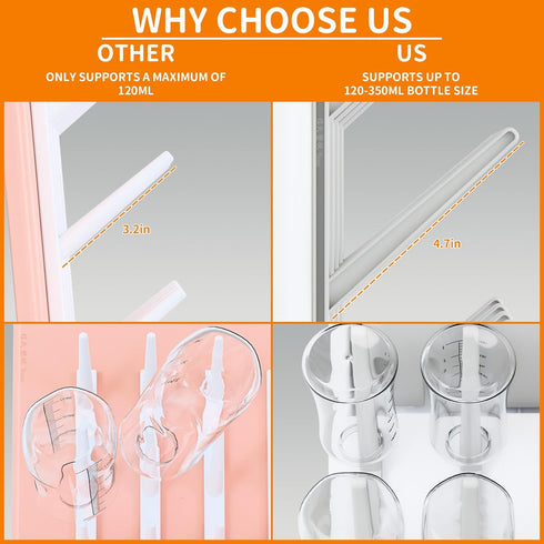 Yieach Countertop,Baby Larger Vertical Baby Bottle Drying Rack - BPA Free - Space Saving Feeding Bottles Drying Rack