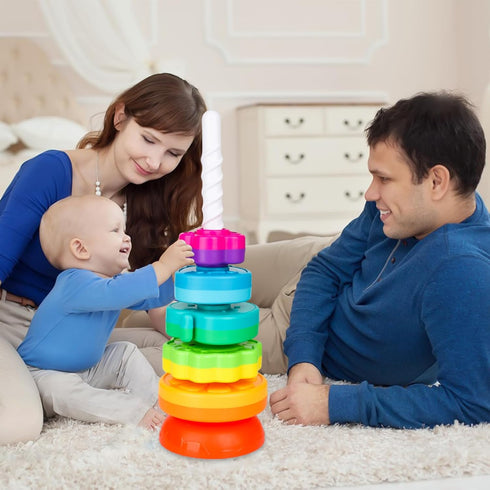 Spinning Stacking Toys for Babies 12+ Month Ring Stacker Stacking Toys for Toddlers 1-3 Montessori Toys,Educational Learning Sensory Toys for Kids Easter Christmas Birthday Present for Baby