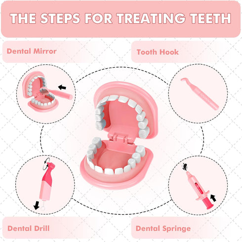 Set 3-5 3 4 Playset 3 4 5 6 7 8 Dentist Play for Girls - Doctor Kit Toy Gifts for Year Old Toddler Girls, Pretend Play