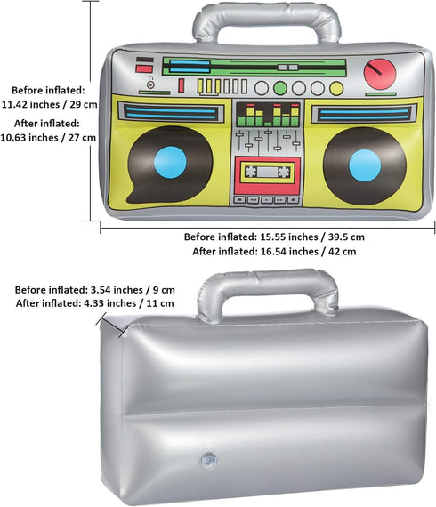 meekoo Inflatable Boombox, 16.5 Inches 80s 90s Party Decorations for Rappers Hip Hop Costume