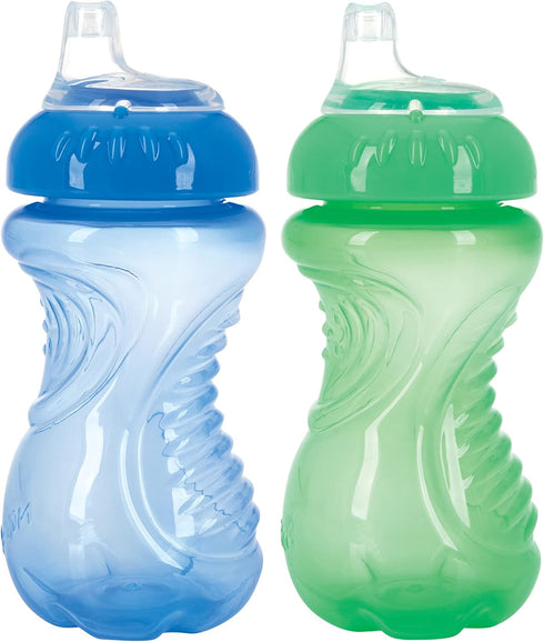 Nuby Easy Grip Cup, 10 Ounce, No-Spill, 2-Pack, Colors May Vary