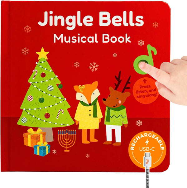 Cali's Books Jingle Bells USB-C Rechargeable Christmas Musical Book - Toddler Interactive