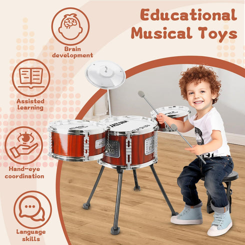 Set Set 3-5 3 3 4 5 Kids Drum Music Toy Drum for Toddlers Ages Jazz Drums Kit with Stool, Drums Percussion Musical